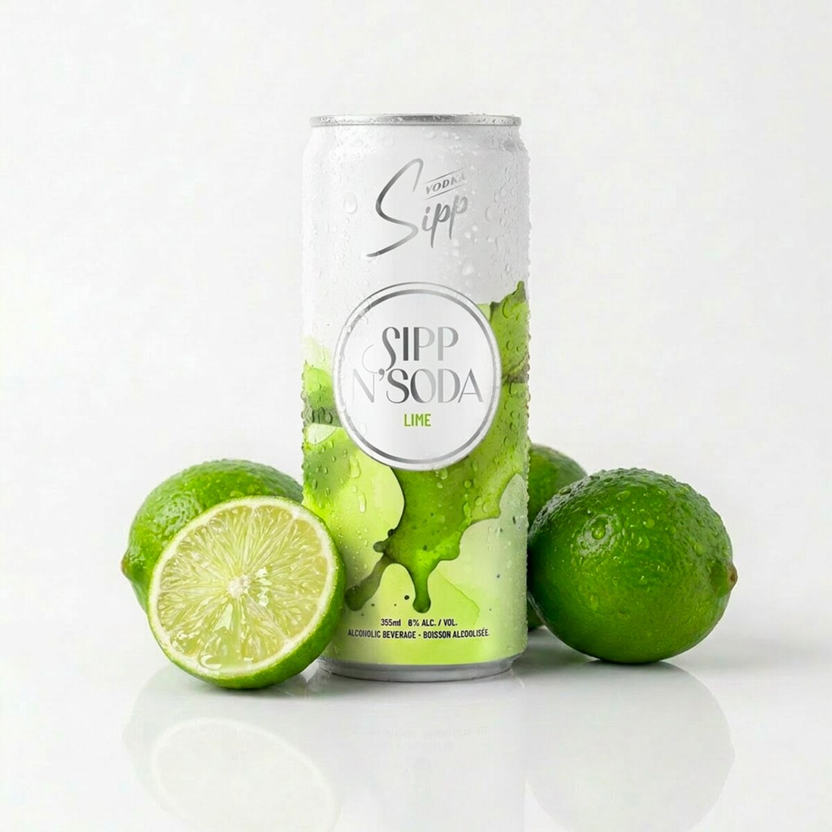 Sipp N'Soda Lime can with fresh lime